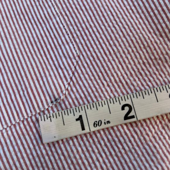 Vintage L.L. Bean Red White Striped Cotton Button Down Shirt XL Short Sleeve - Picture 4 of 5